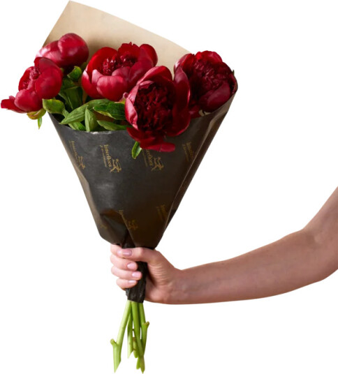 Interflora Bukett 5 røde peoner