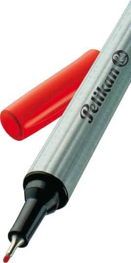 Pelikan Fineliner 96, Rød, Fint, Sort, Rød, Sølv, Rund, Metall, 0,4 Mm