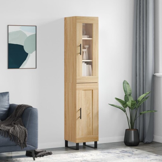 Highboard sonoma eik 34,5x34x180 cm konstruert tre
