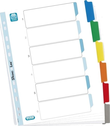 Elba Pappskilleark A4+ Mylar Fargerike 6 Ark Forsterkede Indekser Elba Pappskilleark A4+ Mylar Fargerike 6 Ark Forsterkede Indekser