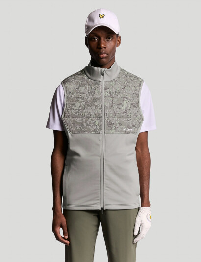 Lyle & Scott Sport Golf Printed Windjammer Full Zip Vest - Grey - XL