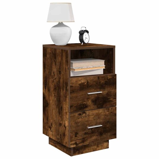  Nattbord 2 stk med 2 skuffer røkt eik 36x36x68 cm 8721158574664
