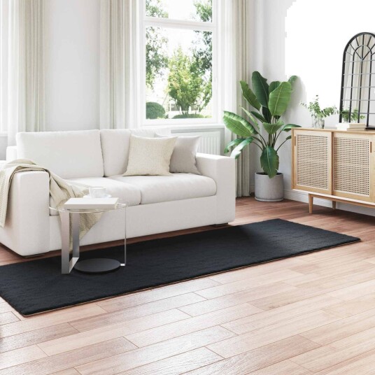  Kunstpels Kanin Teppe Olite Svart 80 x 250 cm Polyester