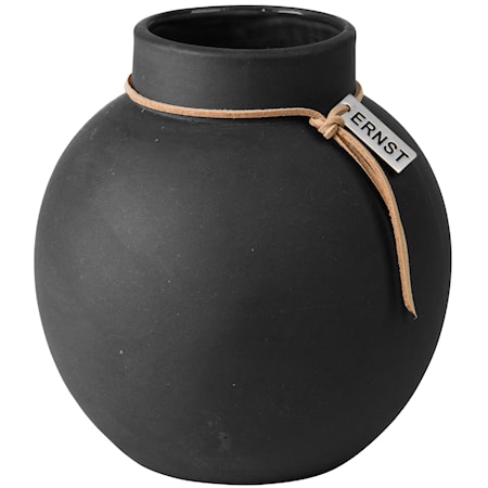 Rund vase Steintøy, 14 cm – Mørkegrå Rund vase Steintøy, 14 cm – Mørkegrå