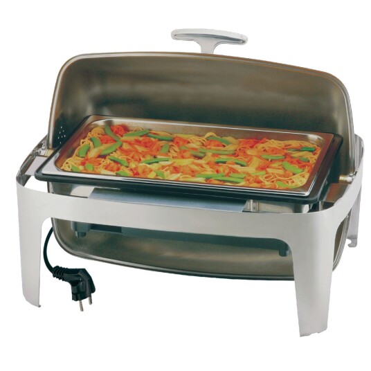 APS Elektrisk Chafing Dish 1/1 GN; Størrelse GN 1/1 11 l 67x52.8x43.3 cm (BxDxH); Sølvfarge; Rektangulær