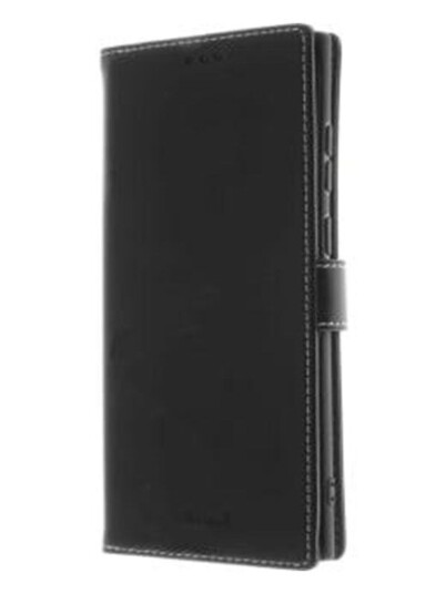 Insmat Exclusive Flip Cover for Samsung Galaxy S22 Ultra - Ekte Skinn og TPU - Blå