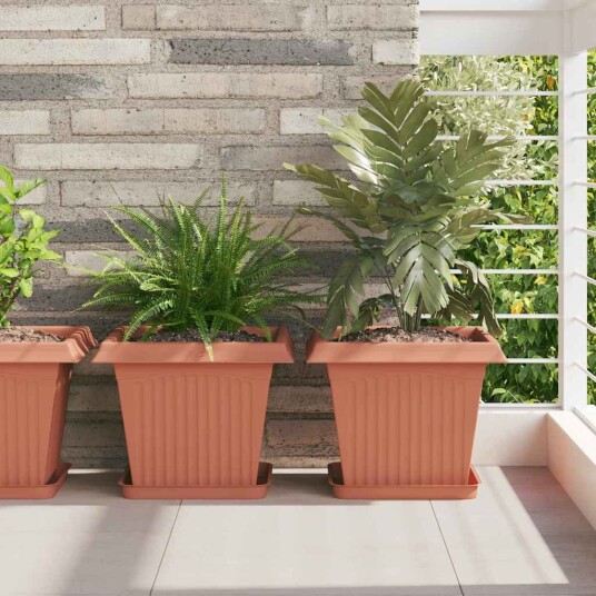 vidaXL Firkantet Blomsterpotte 6 pcs Klinker Rød 33 x 33 x 26 cm Plast