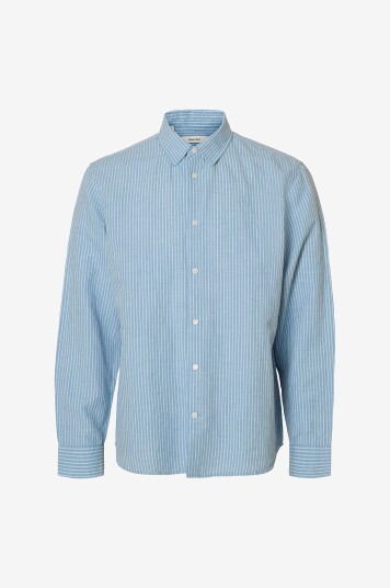 Selected Men Linskjorte slhRegclay Linenblend LS Cla Blå