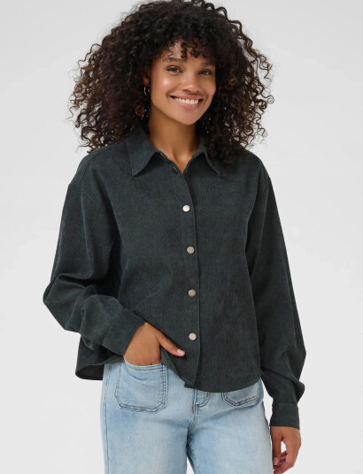Kaffe Kavera Button Shirt - Khaki green - 46