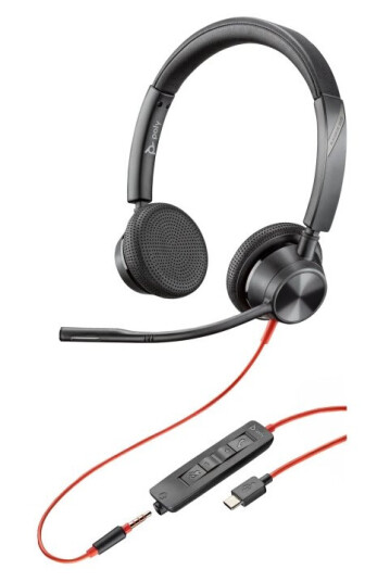 HP Poly Blackwire 3325 Stereo USB-C Headset +3.5mm Plug +USB-C/A Adapter Hodesett Koblet med ledninger (ikke trådløs) Hodebånd Kontor/kundesenter USB Type-C Svart