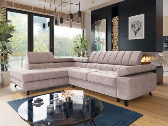 Amshyttan Sovesofa med sjeselong 4 seter   Rosa