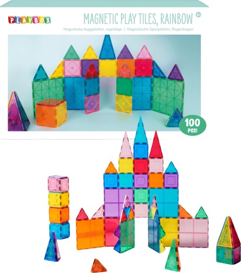 Playbox Magnetiske Brikker 100 Deler Playbox Magnetiske Brikker 100 Deler