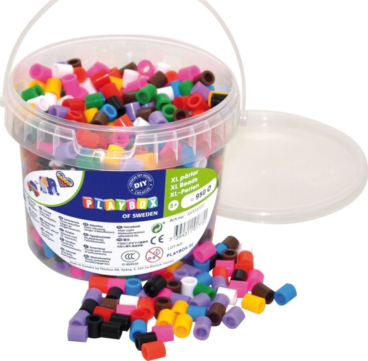 Playbox Rørperler XL 10 Farger I Bøtte 950 Stk