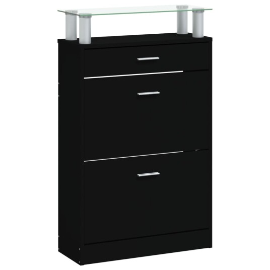 vidaXL Skoskap svart 63x24x104 cm konstruert tre