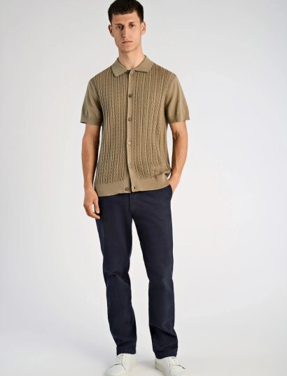 Lindbergh Knitted S/S Cable Cardigan   Khaki green   L