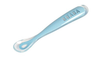 BEABA Ergonomisk silikon baby skje 1. aldersgruppe blå