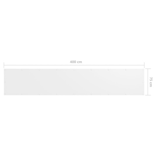 vidaXL Balkongskjerm hvit 75x400 cm oxfordstoff vidaXL Balkongskjerm hvit 75x400 cm oxfordstoff