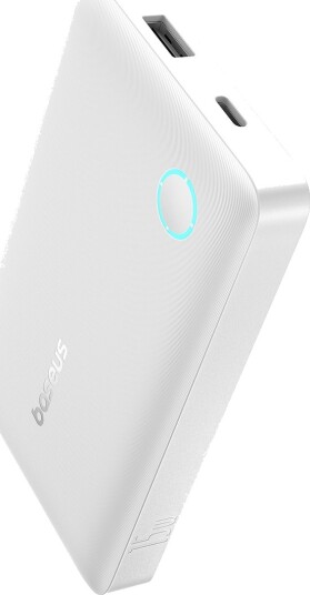 Baseus EnerFill FP11 10 000 mAh 15 W powerbank med hvit USB-C-kabel 20 V × 3 A 30 cm Hvit