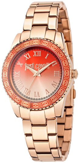 Just Cavalli Dameklokke R7253202506 Just Sunset Orange/Rose gulltonet