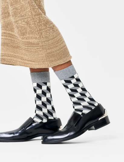 Happy Socks Filled Optic Sock - Grey - 41-46