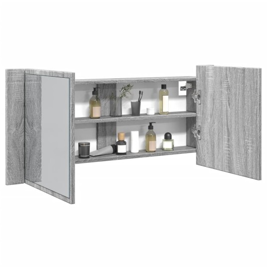 LED-speilskap for baderom grå sonoma 100x12x45 cm LED-speilskap for baderom grå sonoma 100x12x45 cm