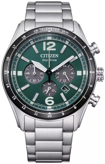 Citizen Herreklokke CA4654 55X Chrono Grønn/Stål Ø43 mm Citizen Herreklokke CA4654 55X Chrono Grønn/Stål Ø43 mm