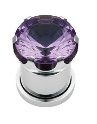 Aab Enchanted Purple Stone Piercing Plugg Strl 8 mm
