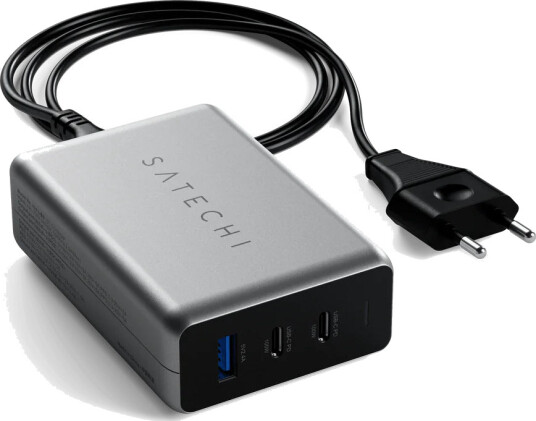 Satechi 100W GaN USB-C Lader med 2 Porter - Romgrå Satechi 100W GaN USB-C Lader med 2 Porter - Romgrå