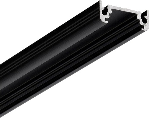 Topmet 2m aluminiumsprofil SURFACE10 BC/UX   Svart anodisert påbygging LED skinne