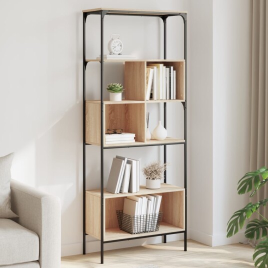 Bokhylle 5 etasjer sonoma eik 76x33x188,5 cm konstruert tre 8721012340558 Bokhylle 5 etasjer sonoma eik 76x33x188,5 cm konstruert tre 8721012340558