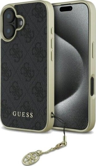 Guess 4G Charms Collection Mobildeksel til iPhone 16 Plus - Svart