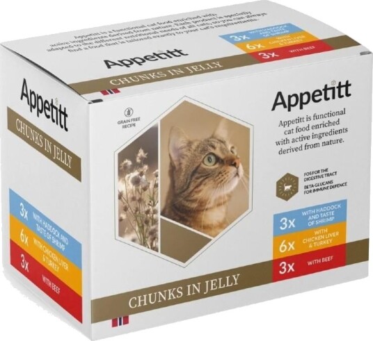 Appetitt Våtfôr til Katt Mix i Gele 12x85 g