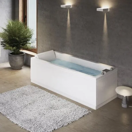 Novellini Calos 2.0 Badekar med panel 180x80 cm, m/armatur, m/panel på 2 sider