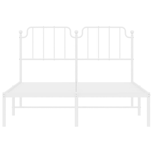 vidaXL Sengeramme i metall med hodegavl hvit 140x190 cm 8721012212459