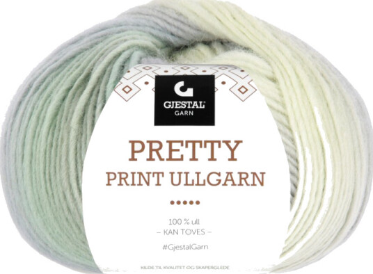 Gjestal Garn  Gjestal Garn Pretty Print Ullgarn Mintfarget 510 100g