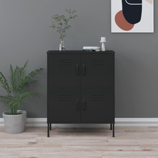 vidaXL Oppbevaringsskap svart 80x35x101,5 cm stål