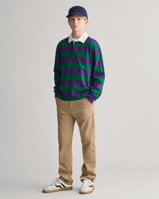 Chinos i normal passform til gutter DARK KHAKI 176