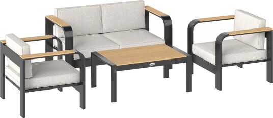 Aluminium utemøbelsett for 4 – Vannavstøtende