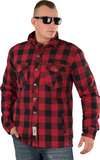 West Coast Choppers Skjorte Dominator Aramid Riding Flanell Rød Svart