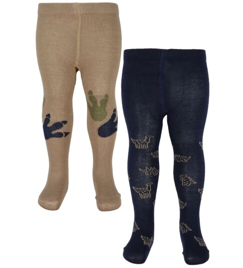 Minymo Baby Strømpebukser 2 pack Dark Navy 104/110 Strømpebukser Blå Brun 104 110