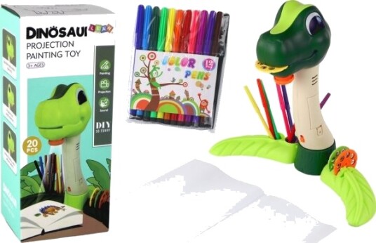 Lean Toys Dinosaur-Tegneprojektor Med Lyd Og Tilbehør