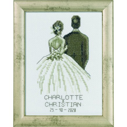 Permin Broderisett Tone i tone bryllup 14x19cm