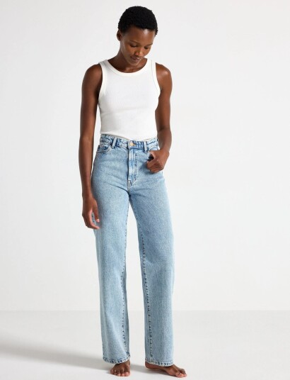 Lindex Wide Hanna Jeans With Light Stretch   Blue   42