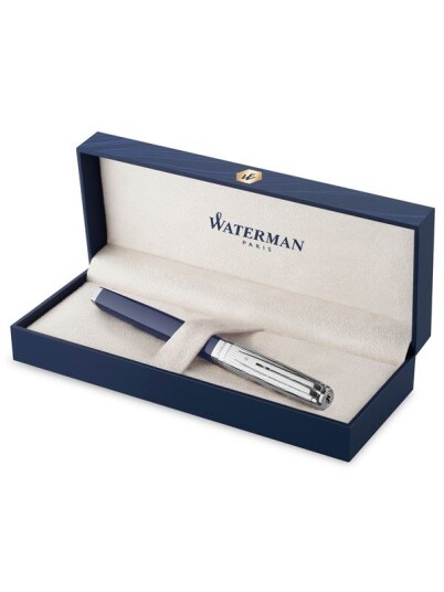 Waterman Waterman Exception Fountain Pen | Metal & Blue Lacquer with Palladium Trim and Etched cap | 18K Gold Fine Nib | Gift Box