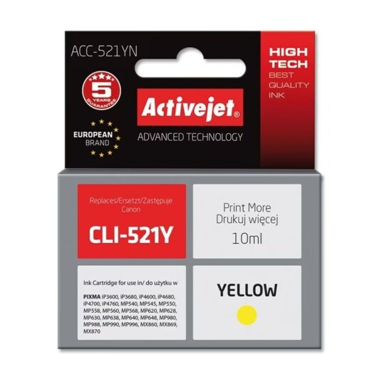 Original blekkpatron Activejet ACC-521YN Gul Original blekkpatron Activejet ACC-521YN Gul