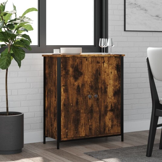 vidaXL Skjenk røkt eik 70x30x80 cm konstruert tre vidaXL Skjenk røkt eik 70x30x80 cm konstruert tre