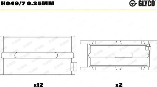 Veivaksellager GLYCO H049/7 0.25mm