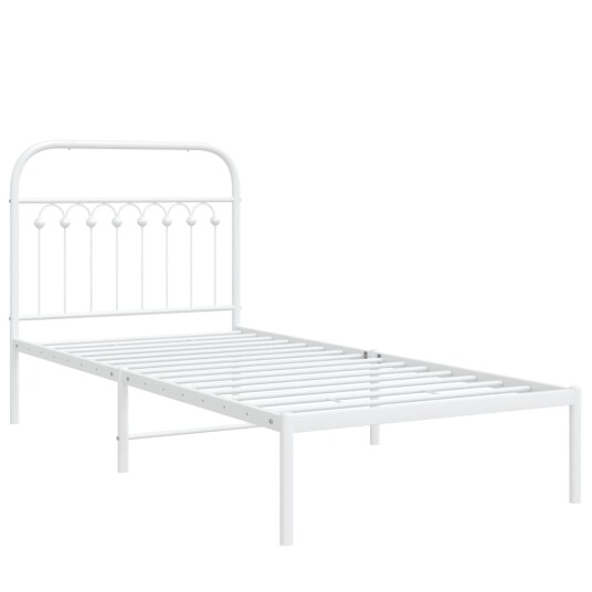 Sengeramme i metall med hodegavl hvit 90x200 cm 8721102645310