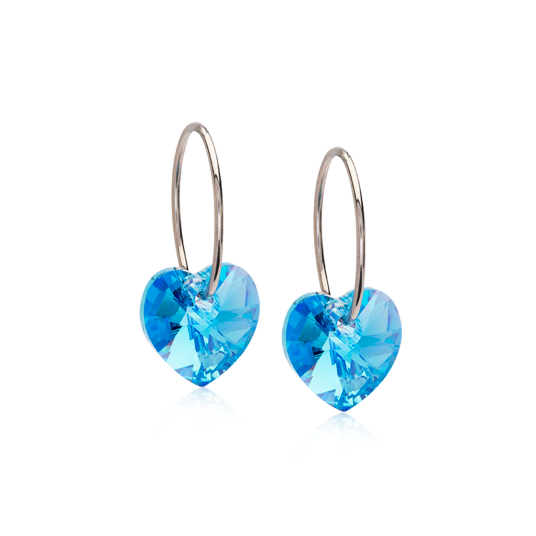 Blomdahl Natural Titanium  Heart Sleeper 14mm Aquamarine