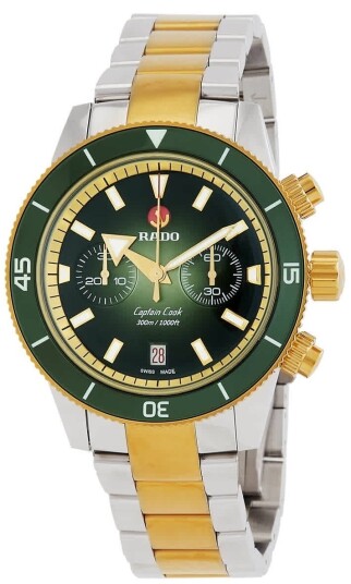 Rado Herreklokke R32151318 Captain Cook Grønn/Gulltonet stål Ø43 mm